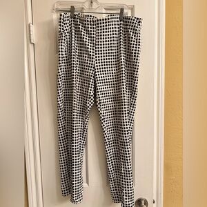 Chico's Polka Dot black and white spandex loose fit pants sz 3 petite